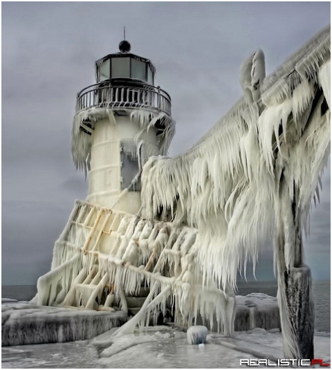 Frozen Lighthouses on Lake Michigan