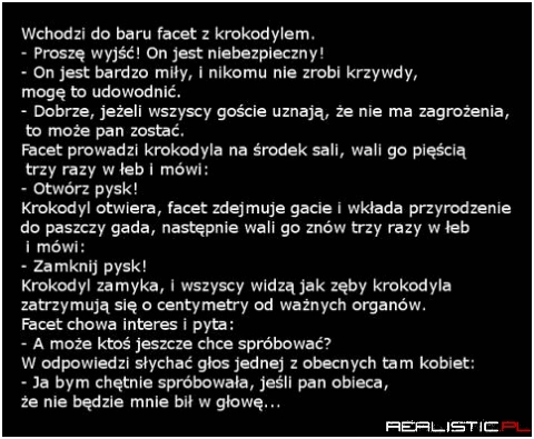 Wchodzi do baru facet z krokodylem