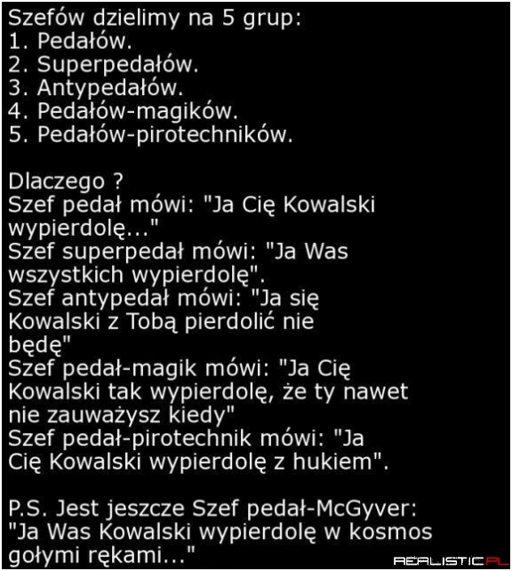 Parę słów o szefach xD