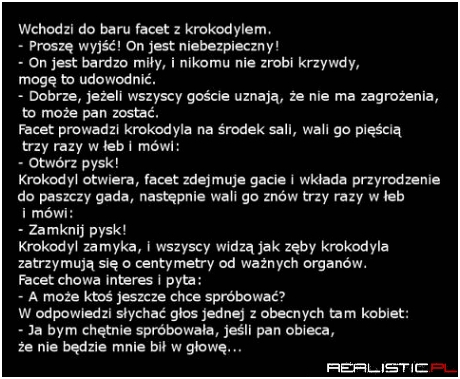 Wchodzi do baru facet z krokodylem