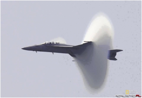 Photo captured at the exact moment when this aircraft broke the sound barrier..