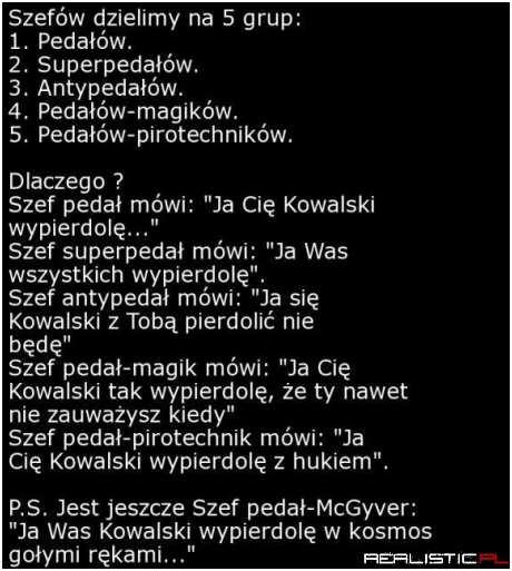 Parę słów o szefach xD